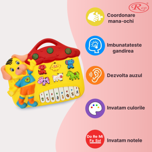 Jucarie Educativa, Mini Orga Catelus RCO, 22.5x27.5x3 cm, +12 luni