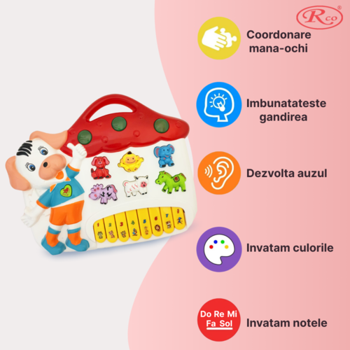 Jucarie Educativa, Mini Orga Catelus RCO, 22.5x27.5x3 cm, +12 luni