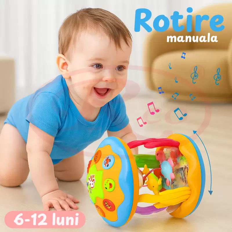 Jucarie Interactiva Bebelusi cu Proiector Rotativ, Lumini si Sunete – Animale Marine, 8 Moduri de Iluminat, 6 Functii Sonore