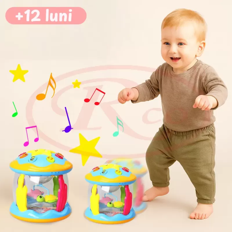 Jucarie Interactiva Bebelusi cu Proiector Rotativ, Lumini si Sunete – Animale Marine, 8 Moduri de Iluminat, 6 Functii Sonore