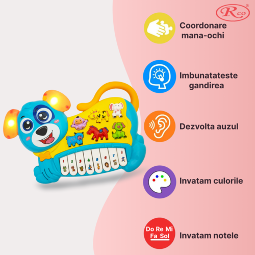 Jucarie Educativa, Mini Orga Catelus RCO, 19x28x4 cm, +12 luni