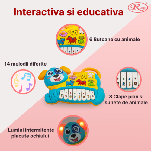 Jucarie Educativa, Mini Orga Catelus RCO, 19x28x4 cm, +12 luni