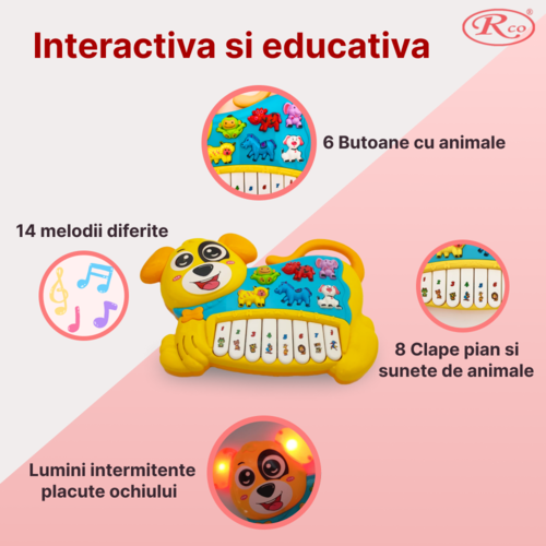 Jucarie Educativa, Mini Orga Catelus RCO, 19x28x4 cm, +12 luni