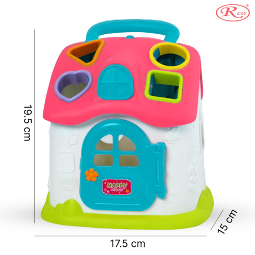 Jucarie Educativa, Casuta cu sortator de forme si culori RCO, 19.5x17.5x15 cm, +18 luni