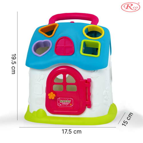 Jucarie Educativa, Casuta cu sortator de forme si culori RCO, 19.5x17.5x15 cm, +18 luni