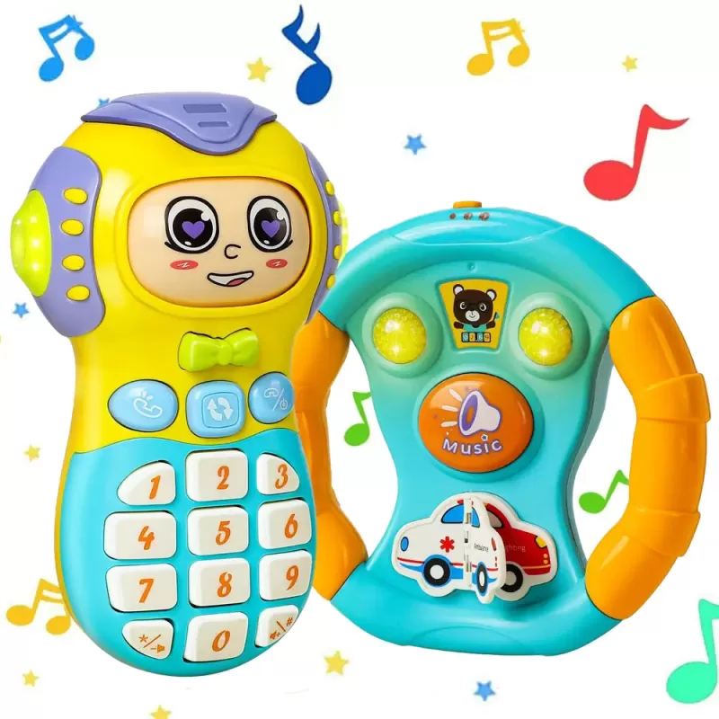Set Jucarii Interactive, Telefon si volan RCO cu lumini si sunete, +12 luni