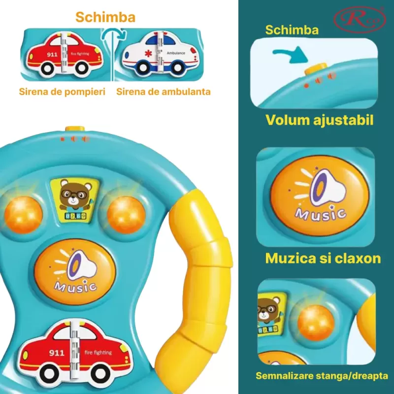 Set Jucarii Interactive, Telefon si volan RCO cu lumini si sunete, +12 luni