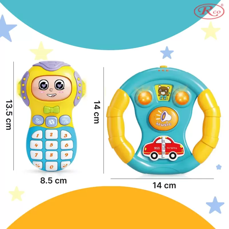 Set Jucarii Interactive, Telefon si volan RCO cu lumini si sunete, +12 luni