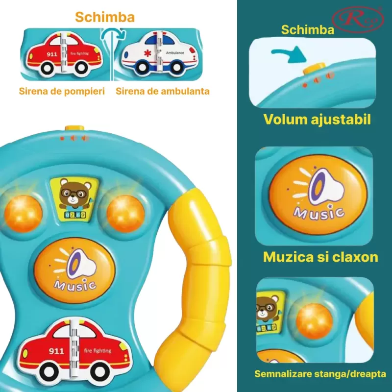 Set Jucarii Interactive, Telefon, volan si chei masina RCO cu lumini si sunete, +12 luni