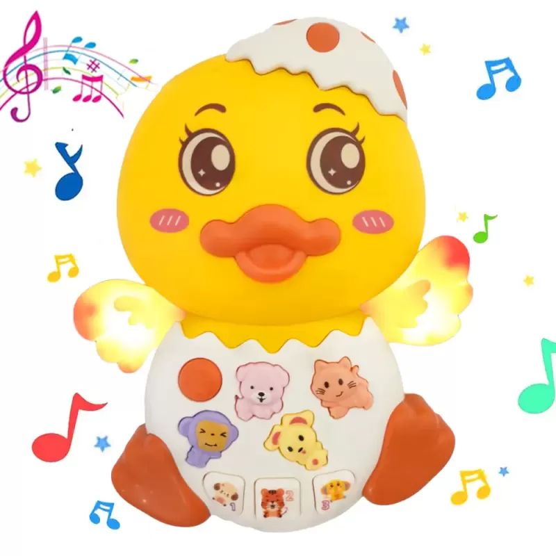 Jucarie interactiva muzicala cu functii si lumini, Ratusca RCO, 15 x 12 cm, +12 luni