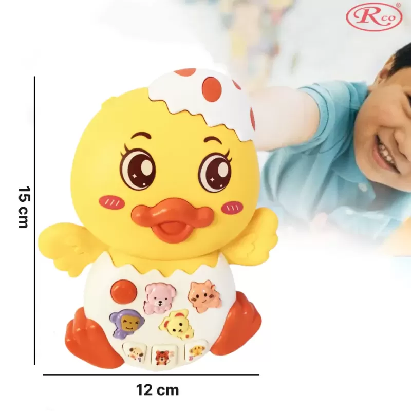 Jucarie interactiva muzicala cu functii si lumini, Ratusca RCO, 15 x 12 cm, +12 luni