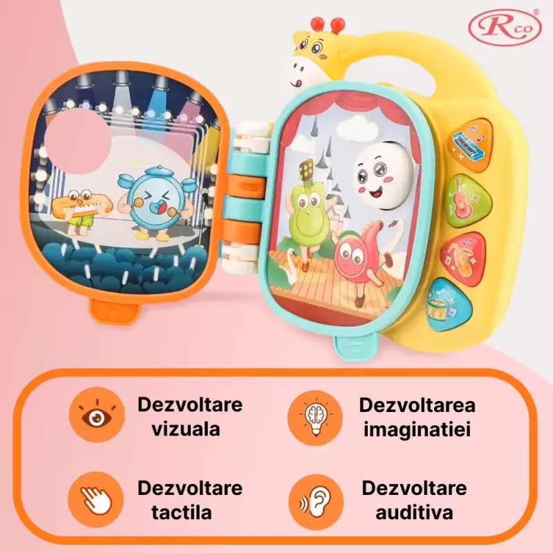 Jucarie Educativa, Carticica cu melodii si sunete, 18x17x4 cm, +12 luni