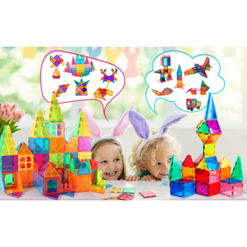 Set STEM constructii magnetice 3D Magnetic Tiles, 78 piese, 3-8 ani