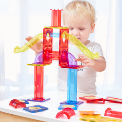 Set STEM constructii magnetice cu circuit, conducte si bile, Magnetic Pipeline Tiles, 178 piese, 3-8 ani