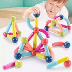 Set STEM constructii magnetice 3D sticks building, cutie depozitare, 36 piese, 3-8 ani
