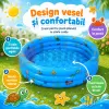 Piscina Gonflabila Copii 100 cm, cu 3 Inele, Model Maritim, Baza Dubla pentru Confort si Protectie, PVC 