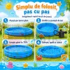 Piscina Gonflabila Copii 100 cm, cu 3 Inele, Model Maritim, Baza Dubla pentru Confort si Protectie, PVC 