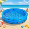 Piscina Gonflabila Copii 130 cm, cu 3 Inele, Model Maritim, Baza Dubla pentru Confort si Protectie, PVC 