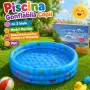 Piscina Gonflabila Copii 130 cm, cu 3 Inele, Model Maritim, Baza Dubla pentru Confort si Protectie, PVC 