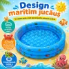 Piscina Gonflabila Copii 130 cm, cu 3 Inele, Model Maritim, Baza Dubla pentru Confort si Protectie, PVC 