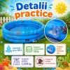 Piscina Gonflabila Copii 130 cm, cu 3 Inele, Model Maritim, Baza Dubla pentru Confort si Protectie, PVC 