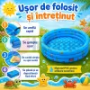 Piscina Gonflabila Copii 130 cm, cu 3 Inele, Model Maritim, Baza Dubla pentru Confort si Protectie, PVC 