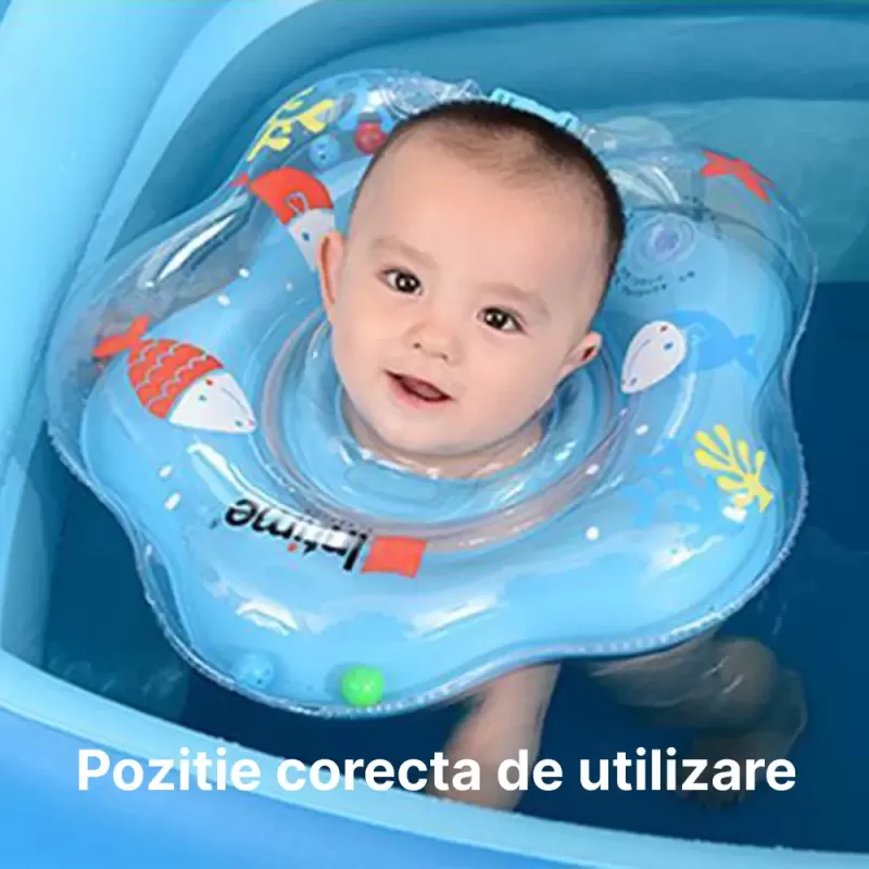 Colac de Gat pentru Bebe Intime, Colac Inot/Baie, 2 Luni-2 Ani, 3-15 kg, Albastru