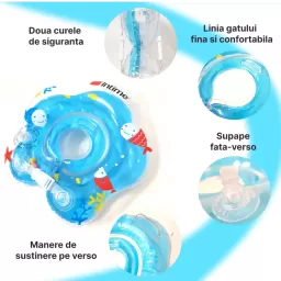 Colac de Gat pentru Bebe Intime, Colac Inot/Baie, 2 Luni-2 Ani, 3-15 kg, Albastru