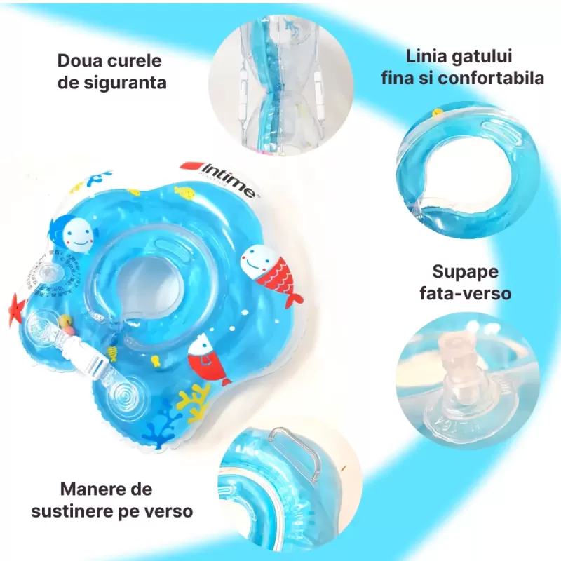 Colac de Gat pentru Bebe Intime, Colac Inot/Baie, 2 Luni-2 Ani, 3-15 kg, Albastru