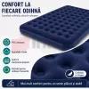 Saltea dubla gonflabila pentru camping, vacante, cort, rulota, interior si exterior, cu suprafata catifelata si patch de reparatie inclus