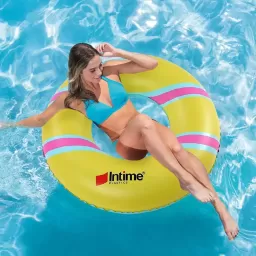 Colac gonflabil cu model INTIME, PVC, 450gr, 90 cm, Galben