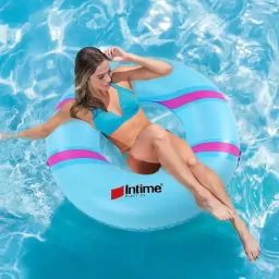 Colac gonflabil cu model INTIME, PVC, 450gr, 90 cm, Albastru