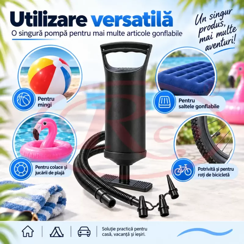 Pompa de picior pentru saltele, barci de cauciuc, jucarii de plaja si piscine gonflabile